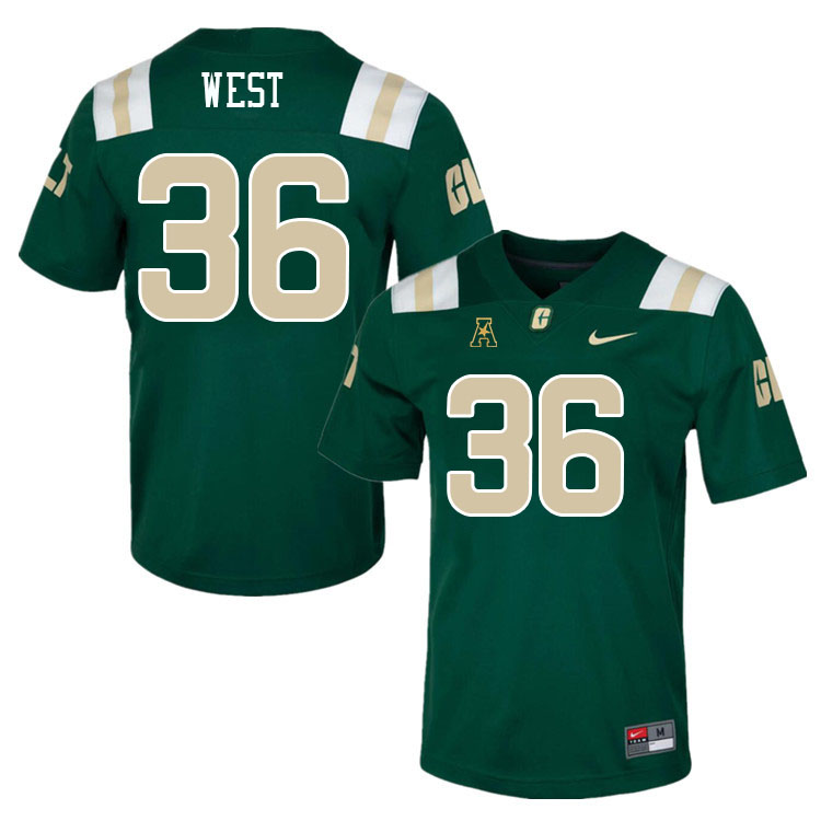 Charlotte 49ers #36 Uriah West College Football Jerseys Stitched Sale-Green
